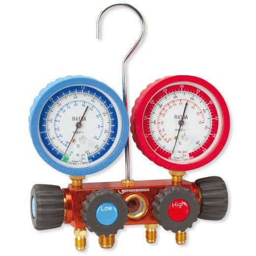 Rothenberger R407C Air Con Gauges 4 Way - With ball valve hoses - Image 3